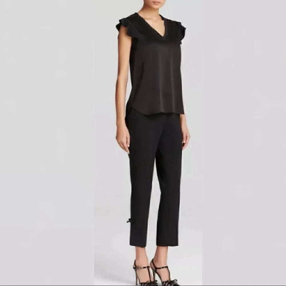 Kate Spade Flutter Sleeve Satin Crepe Blouse